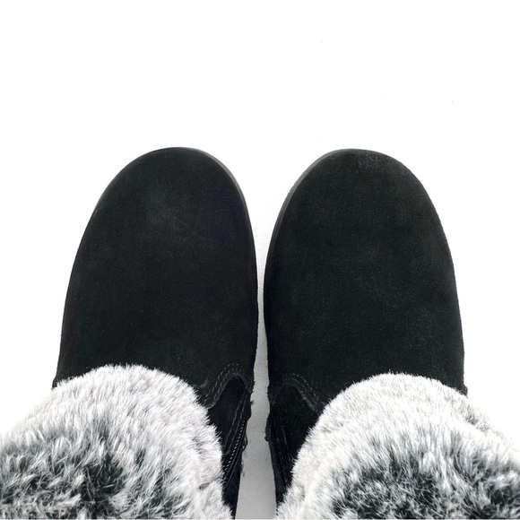 Khombu Black Suede Ankle Boot Size 7 Faux Fur Collar “Blend” Water-Resistant New - Picture 6 of 10